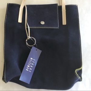 Stuart Weitzman Blue Suede Contrast Tote